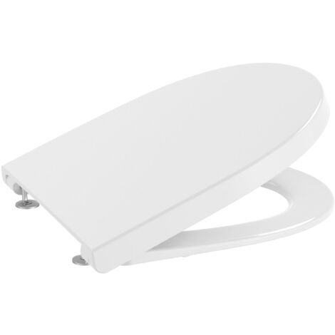 Roca – Abattant WC blanc en Supralit® avec chute amortie – Charnières en laiton chromé – Installation EasyFix® – A8012AB00B (1/5)