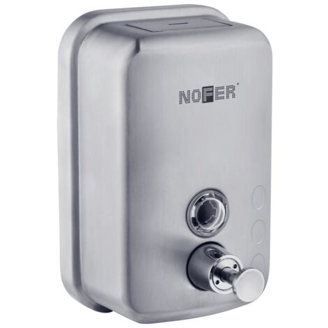 Distributeur manuel vertical de savon liquide 600 ml INOX - NOFER (1/2)