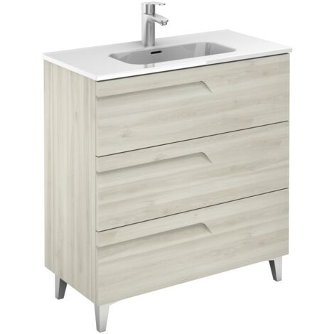 Ensemble de meubles de salle de bains avec 3 tiroirs compacts VITALE - ROYO Couleur : Blanc Nature - Options : Ensemble complet - Taille : 80 cm (1/2)