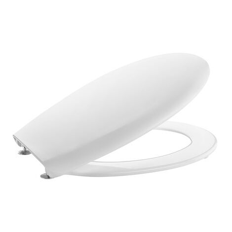 Roca – Abattant WC rond SUPRALIT blanc – Matériau antibactérien – Charnières en acier inoxydable – Installation facile – Dimensions 360x446x48mm