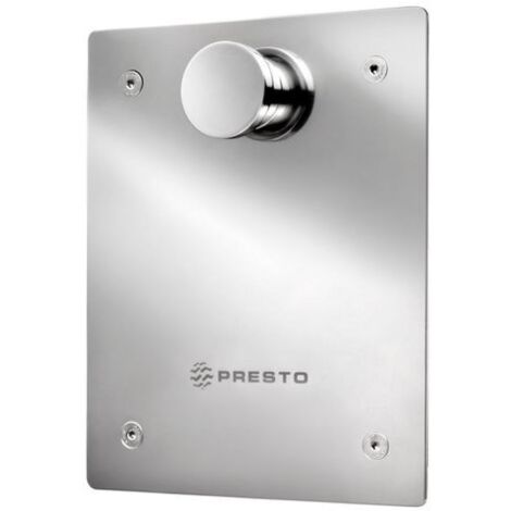 Presto – Robinet de chasse temporisé 1,20 l/s – Boîtier antirouille – Piston interchangeable – Ouverture bouton poussoir – Finition laiton chromé (1/2)