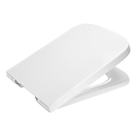 Abattant WC antibactérien blanc – Couvercle chromé – Forme carrée – Compatible cuvettes DAMA ROCA (1/2)