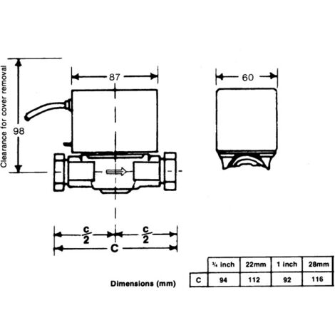 Vanne de zone motorisée à 2 voies avec retour par ressort - HONEYWELL Dimensions : 1" - 1" - 1" - 1.5