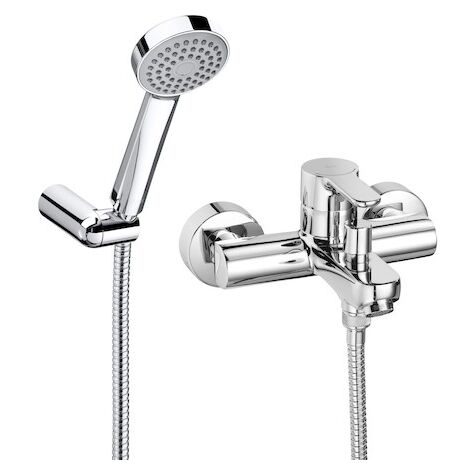 Roca – Mitigeur de baignoire et douche avec douchette STELLA – Finition chrome brillant – Entraxe 150 mm – Débit 12 l/min