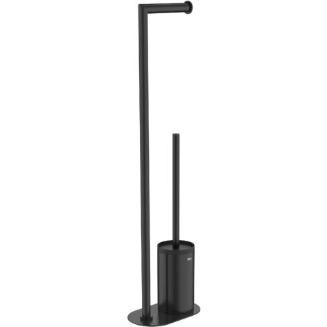 ROUND HOTELS - ROCA Garniture de toilette sur pied avec porte-rouleau Couleur : Noir mat (1/2)