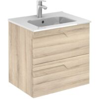 Ensemble de meubles de salle de bains avec 2 tiroirs compacts VITALE - ROYO Couleur : Blanc Nature - Options : Ensemble complet - Dimensions : 60 cm - Profondeur : 46 cm