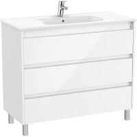 Pack Unik Meuble 3 tiroirs + lavabo TENET - ROCA Couleur : Blanc brillant - Dimensions : 985x460x740 mm