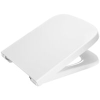 Roca – Abattant WC compact carré en résine Supralit® antibactérien – Charnières laiton chromé – Fixation facile – Couleur blanc
