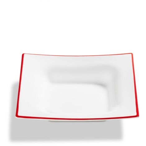 Gmundner Keramik Rubinroter Rand, Assiette à soupe Trend (20x20cm) (1/2)
