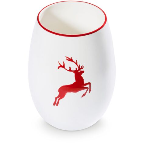 Gmundner Keramik Rubinroter Hirsch, Vase 21cm (1/2)