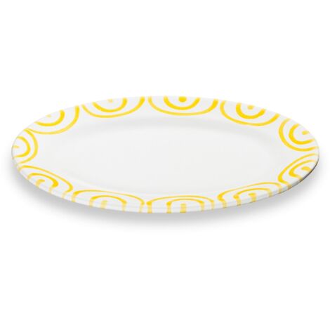 Gmundner Keramik Gelbgeflammt, Platte oval mit Fahne (21x14cm) (1/2)