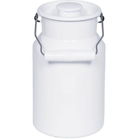 Riess Classic Blanc Pot à lait en émail 2 litres avec couvercle en plastique (1/5)