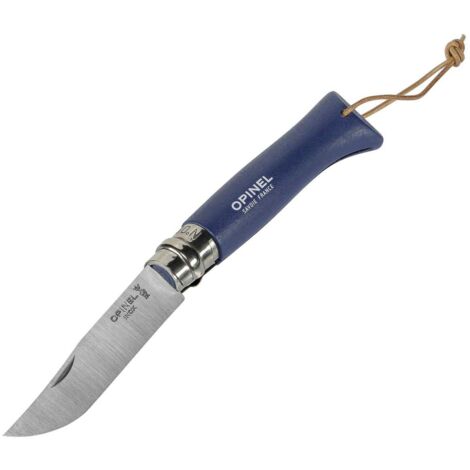 Couteau de poche Opinel No. 08 avec étui en similicuir, bleu (001891) (1/4)
