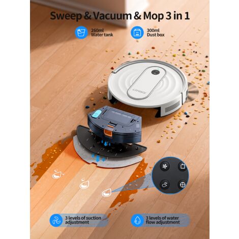 Robot Aspirapolvere 3 In 1 | Aspira E Lava, Autonomia 100 Minuti, Sottile | Per Peli Animali E Pavimenti Duri