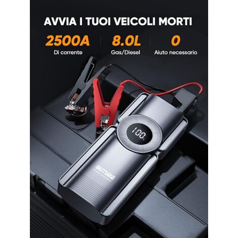 Avviatore Batteria 4000A UABRLA 8-in-1 Con Compressore 160 PSI E Display LCD – Per Auto 8.5L Benzina E 8.0L Diesel