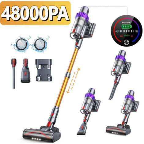Buture Aspirapolvere Senza Fili per Scopa, 48000Pa/500W, Aspirapolvere Senza Fili da 55 Minuti, Capacità 1,5 Litri, con Touch Screen per Peli di Animali Domestici/Tappeti/Pavimenti Duri