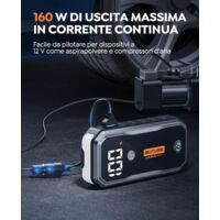 Avviatore Auto Emergenza TREKURE – 5000A, Compressore Aria, Torcia, Power Bank 23800 MAh