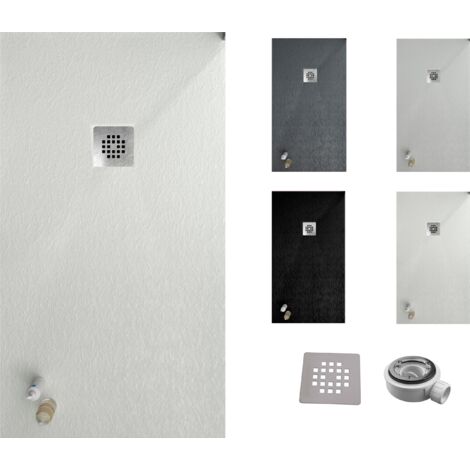Receveur de douche ONE 90x120 - Matériau en résine avec charge minérale et texture ardoise C3 antidérapante - Comprend une vanne de vidange et une grille (1/5)