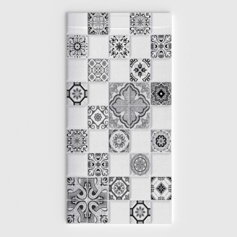 VAROBATH - Receveur de douche 3D Plaster 100x140 - Modèle Lumira effet hydraulique (1/5)