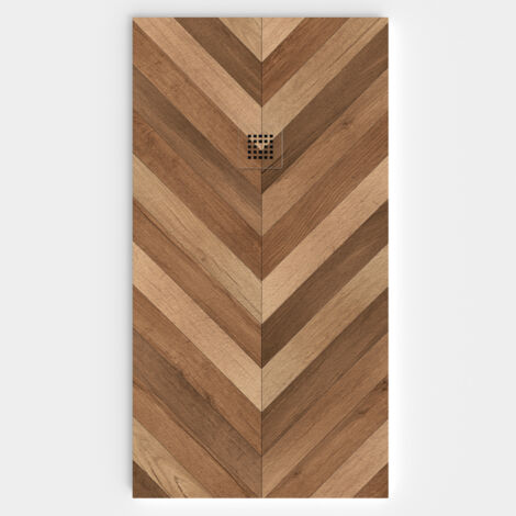 VAROBATH - Receveur de douche 3D 100x140 - Modèle SELVAWOOD effet bois (1/5)