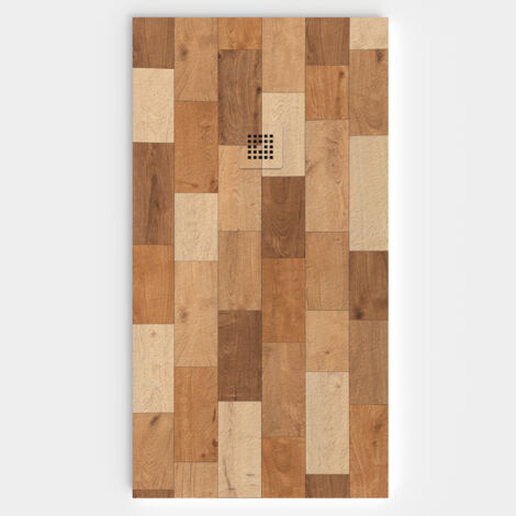VAROBATH - Receveur de douche 3D 100x140 - Modèle MAPLEBREEZE effet bois (1/5)