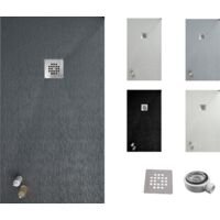 Receveur de douche ONE 100x170 - Matériau en résine avec charge minérale et texture ardoise C3 antidérapante - Comprend une vanne de vidange et une grille