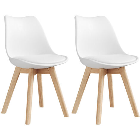 Lot de 2 chaises de salle à manger, pieds en bois massif, dossier en polyester et éponge - 44x39x76 cm, Confort et design élégant -MB