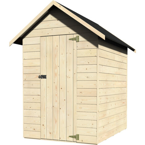 Décor Et Jardin – Abri de jardin bois 120x160 cm – Surface utile 1,92 m² – Panneaux épais 12 mm – Porte pleine avec fermeture à loquet – Couleur naturelle (1/2)