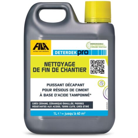 Fila – Décapant acide DETERDEK PRO 5 Litres – Élimine tartre et efflorescences – Pour terre cuite, grès cérame et céramique émaillée