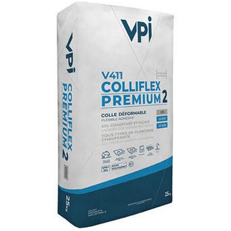 VPI – Colle blanche pour carrelage et façade 25kg – Excellente résistance au glissement – Pour tous types de planchers chauffants