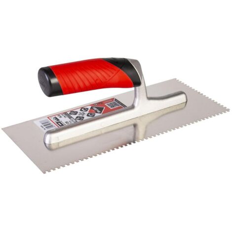Rubi – Peigne inox à manche ouvert 28 cm – Lame ultra-résistante en acier inoxydable – Hauteur denture 3 mm – Pour nivellement de surfaces - RUBI 3 X