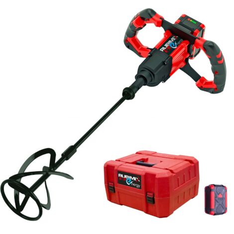 Rubi – Mixeur électrique sans fil 18V 5Ah – Moteur sans balais – Double vitesse pour mélange efficace – Idéal pour ciments et résines