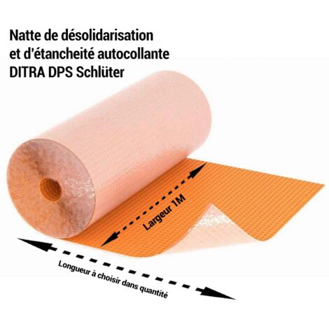 Schluter – Natte de désolidarisation et d'étanchéité autocollante 25ml – Polypropylène avec non-tissé – Pour sols intérieurs – Protection contre l'humidité