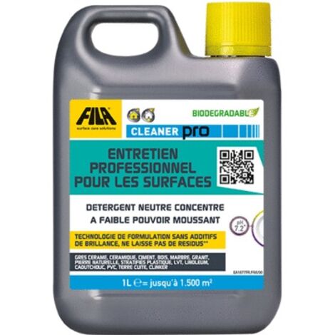 Fila – Nettoyant dégraissant professionnel 3-en-1 1L – Efficace sur marbre, ciment, PVC – Biodégradable 98% – Pour sols très encrassés