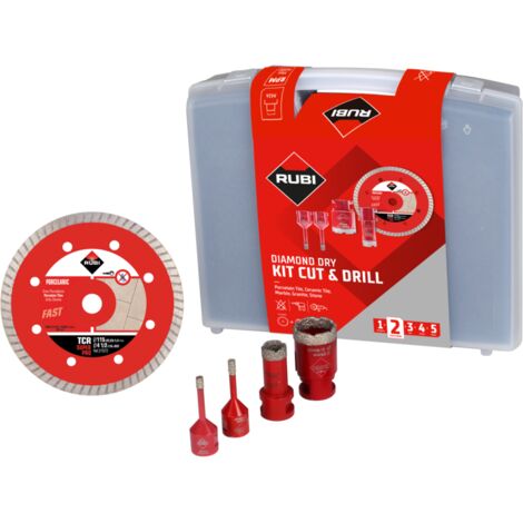 Rubi – Perceuse à percussion 68923 – Kit DRYGRES pour carrelage – Ø 6 à 35 mm – Profondeur 36 mm – Vitesse 14 000 tr/min (1/5)