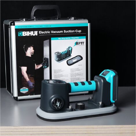 Ventouse à vide 170 kg – Batterie 21V Li-ion – Manomètre intégré pour sécurité – Conçue pour surfaces rugueuses et humides