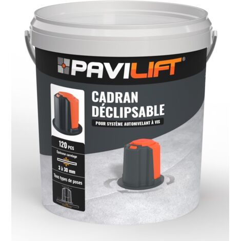Cadrans de serrage clipsables 120 unités – Noir – Réutilisables pour carrelage 3 à 30mm – Système autonivelant PAVILIFT