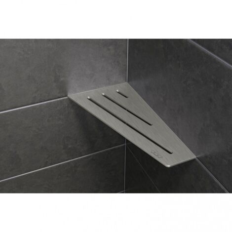 Schluter – Tablette d'angle murale SHELF-S3 WAVE – Acier inoxydable brossé – Dimensions 62 x 295 x 154 mm – Fixation silicone recommandée