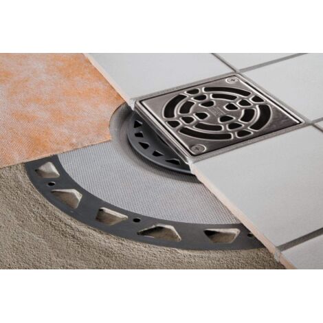 Schluter – Kit Kerdi-Drain évacuation verticale – Raccord d'évacuation PVC 50mm – Grille design CLASSIC en inox 10x10cm – Installation sécurisée (1/5)
