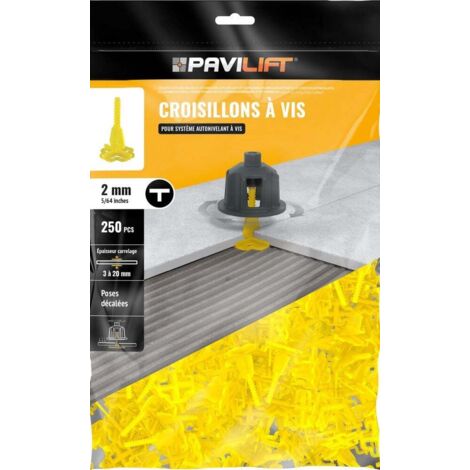 Lot de 250 croisillons autonivelants en T 2mm – Pour carreaux de 3 à 20mm – Alignement parfait pour pose professionnelle