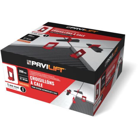 200 Croisillons autonivelants "MAXI" à cale en "I" 5mm (carrelage de 12 à 26mm) PAVILIFT