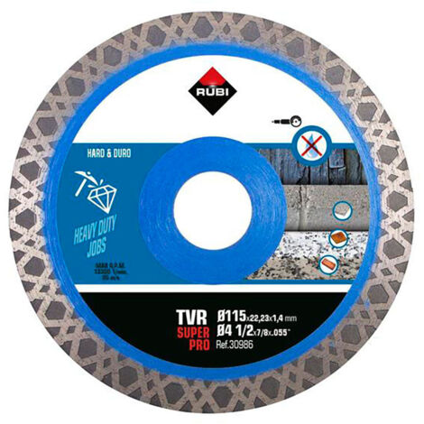 Rubi – Disque diamant 115 mm – Type TURBO pour coupe à sec – Alésage 22,2 mm – Idéal pour granit et grès cérame