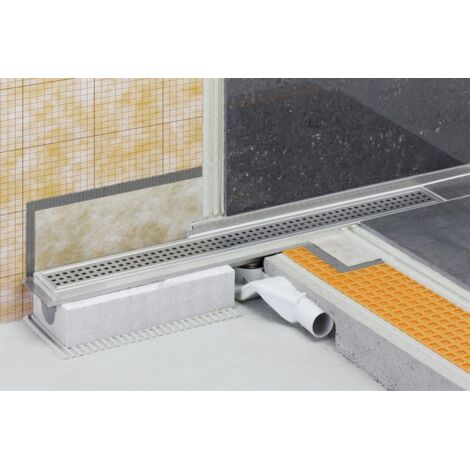 Schluter – Caniveau de douche inox 80 cm – Sortie horizontale DN 40 mm – Débit 0,5 l/s – Hauteur 78 mm pour installation étanche