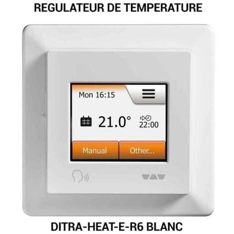 Schluter – Régulateur de température connecté DITRA HEAT E R6 – Écran tactile 2" – Commande Wi-Fi et vocale – Programmation hebdomadaire (1/5)