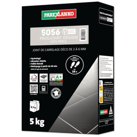 Parexlanko – Joint de carrelage 5 kg – Mortier hydrofuge pour joints 2 à 6 mm – Finition durable et résistante – Conforme NF EN 13888 CG2 WA