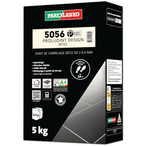 Parexlanko – Joint pour carrelage beige 5 kg – Joints fins 2 à 6 mm – Résistant à l'eau pour pièces humides – L5056BEIGE05