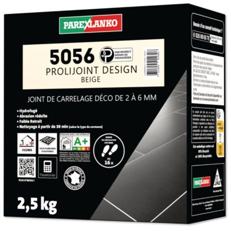 Parexlanko – Joint pour carrelage beige 2,5 kg – Hydrofuge pour pièces humides – Joints fins 2 à 6 mm – Application facile sur murs et sols - L5056BEIGE2