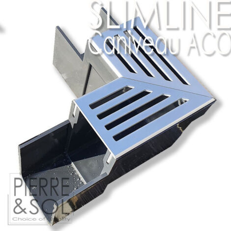 Caniveau étroit 6 cm Grille aluminium - SLIMLINE - ACO -       Élément d'angle
