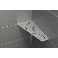 Schluter – Étagère murale d'angle SHELF-S3 CURVE – Acier inox brossé – Dimensions 62 x 295 x 154 mm – Fixation facile dans les murs carrelés