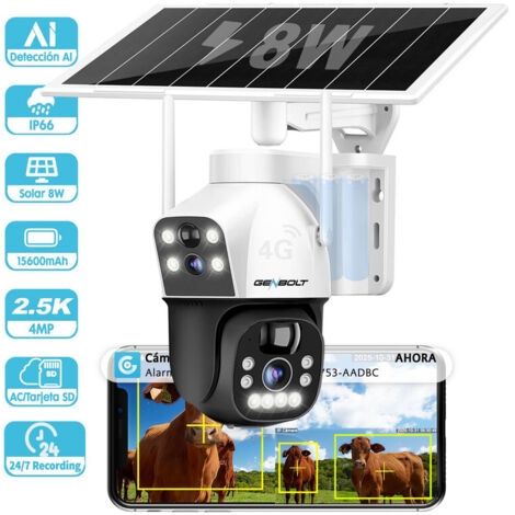 2K PTZ Caméra De Surveillance Ctronics 3G/4G LTE Solaire Avec Carte SIM Batterie 10400mah Vision Nocturne Couleur Detection Pir Stockage Cloud 94922594